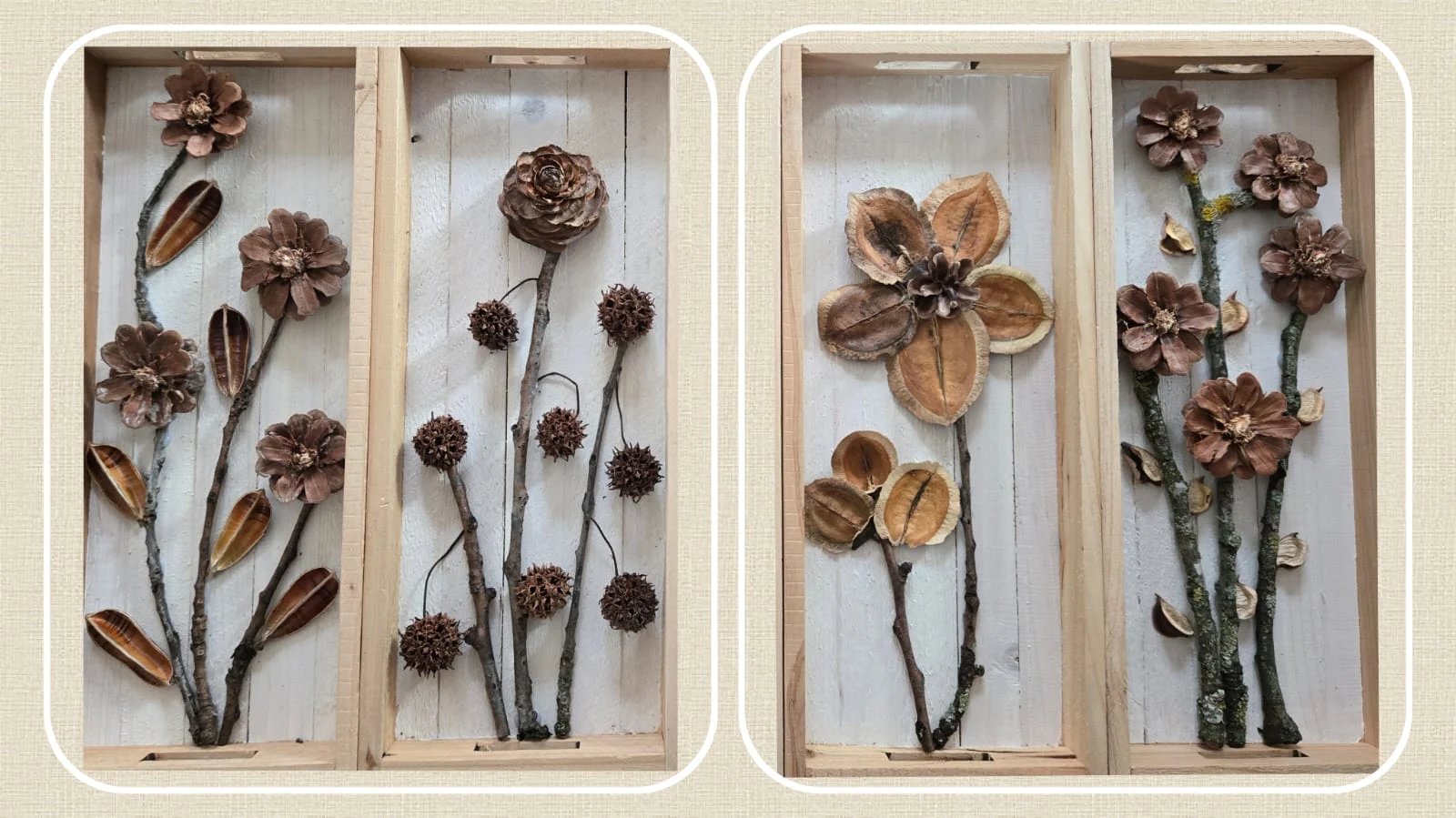Tableaux floraux sur plateau